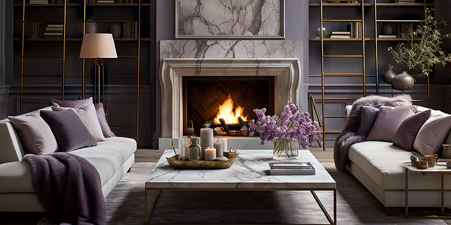 Modern Tile and Stone Fireplace Design Downey
